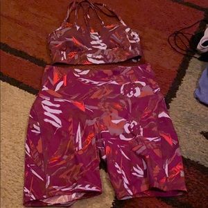 Sports bra and biker shorts set